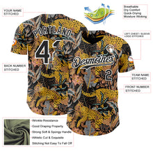 Laden Sie das Bild in den Galerie-Viewer, Custom Black-White Leopard Print Tropical Jungle Authentic Baseball Jersey
