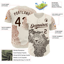 Load image into Gallery viewer, Custom Cream-Brown Leopard Print Authentic Baseball Jersey
