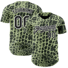 Charger l'image dans la galerie, Custom Green Black-White Crocodile Skin Authentic Baseball Jersey
