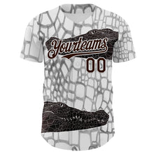 Charger l'image dans la galerie, Custom White Brown-Gray Crocodile Skin Authentic Baseball Jersey
