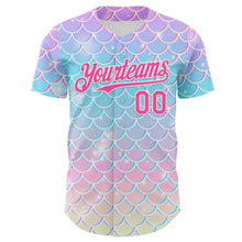 Load image into Gallery viewer, Custom Purple Pink Blue-White Mermaid Skin Authentic Baseball Jersey
