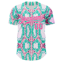 Load image into Gallery viewer, Custom White Pink-Green Snake Skin Authentic Baseball Jersey
