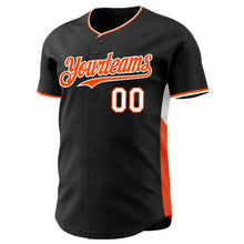 Load image into Gallery viewer, Custom Black Orange-White Classic Color Block Side Panel Stripe Authentic Baseball Jersey
