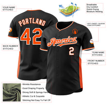 Load image into Gallery viewer, Custom Black Orange-White Classic Color Block Side Panel Stripe Authentic Baseball Jersey
