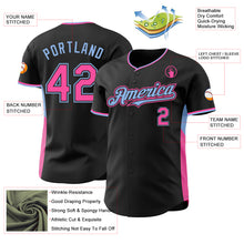 Загрузить изображение в средство просмотра галереи, Custom Black Pink-Light Blue Classic Color Block Side Panel Stripe Authentic Baseball Jersey
