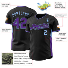 Загрузить изображение в средство просмотра галереи, Custom Black Purple-Light Blue Classic Color Block Side Panel Stripe Authentic Baseball Jersey
