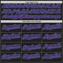 Загрузить изображение в средство просмотра галереи, Custom Black Purple-Light Blue Classic Color Block Side Panel Stripe Authentic Baseball Jersey

