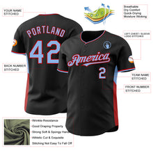 Laden Sie das Bild in den Galerie-Viewer, Custom Black Light Blue-Red Classic Color Block Side Panel Stripe Authentic Baseball Jersey
