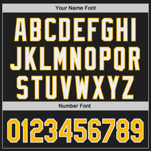 Load image into Gallery viewer, Custom Black Gold-White Classic Color Block Side Panel Stripe Authentic Baseball Jersey
