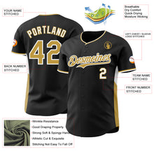 Загрузить изображение в средство просмотра галереи, Custom Black Old Gold-White Classic Color Block Side Panel Stripe Authentic Baseball Jersey
