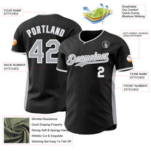 Laden Sie das Bild in den Galerie-Viewer, Custom Black Gray-White Classic Color Block Side Panel Stripe Authentic Baseball Jersey
