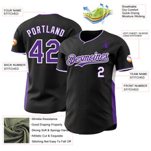 Charger l'image dans la galerie, Custom Black Purple-White Classic Color Block Side Panel Stripe Authentic Baseball Jersey
