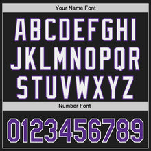 Charger l'image dans la galerie, Custom Black Purple-White Classic Color Block Side Panel Stripe Authentic Baseball Jersey
