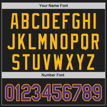 Load image into Gallery viewer, Custom Black Purple-Gold Classic Color Block Side Panel Stripe Authentic Baseball Jersey
