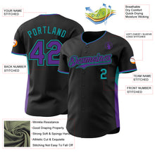 Charger l'image dans la galerie, Custom Black Purple-Teal Classic Color Block Side Panel Stripe Authentic Baseball Jersey

