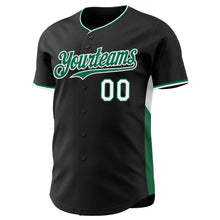 Charger l'image dans la galerie, Custom Black Kelly Green-White Classic Color Block Side Panel Stripe Authentic Baseball Jersey
