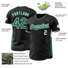 Charger l'image dans la galerie, Custom Black Kelly Green-White Classic Color Block Side Panel Stripe Authentic Baseball Jersey
