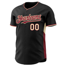 Laden Sie das Bild in den Galerie-Viewer, Custom Black Crimson-Cream Classic Color Block Side Panel Stripe Authentic Baseball Jersey
