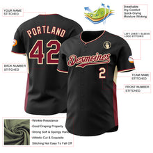Laden Sie das Bild in den Galerie-Viewer, Custom Black Crimson-Cream Classic Color Block Side Panel Stripe Authentic Baseball Jersey
