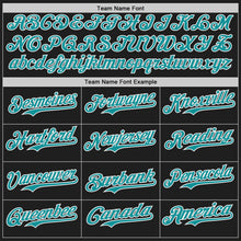 Laden Sie das Bild in den Galerie-Viewer, Custom Black Teal-White Classic Color Block Side Panel Stripe Authentic Baseball Jersey

