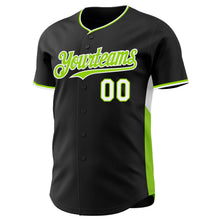 Laden Sie das Bild in den Galerie-Viewer, Custom Black Neon Green-White Classic Color Block Side Panel Stripe Authentic Baseball Jersey
