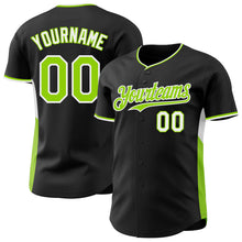 Laden Sie das Bild in den Galerie-Viewer, Custom Black Neon Green-White Classic Color Block Side Panel Stripe Authentic Baseball Jersey
