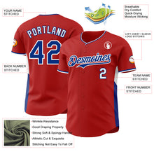 Laden Sie das Bild in den Galerie-Viewer, Custom Red Royal-White Classic Color Block Side Panel Stripe Authentic Baseball Jersey
