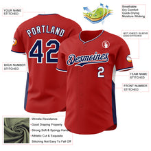 Laden Sie das Bild in den Galerie-Viewer, Custom Red Navy-White Classic Color Block Side Panel Stripe Authentic Baseball Jersey
