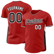 Laden Sie das Bild in den Galerie-Viewer, Custom Red Black-White Classic Color Block Side Panel Stripe Authentic Baseball Jersey
