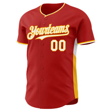 Загрузить изображение в средство просмотра галереи, Custom Red White-Gold Classic Color Block Side Panel Stripe Authentic Baseball Jersey
