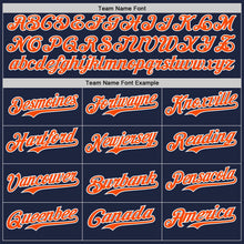 Laden Sie das Bild in den Galerie-Viewer, Custom Navy Orange-White Classic Color Block Side Panel Stripe Authentic Baseball Jersey
