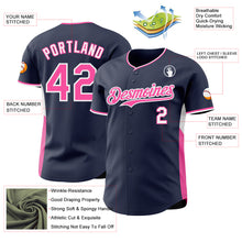Laden Sie das Bild in den Galerie-Viewer, Custom Navy Pink-White Classic Color Block Side Panel Stripe Authentic Baseball Jersey
