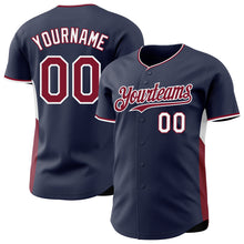 Загрузить изображение в средство просмотра галереи, Custom Navy Crimson-White Classic Color Block Side Panel Stripe Authentic Baseball Jersey
