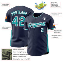 Laden Sie das Bild in den Galerie-Viewer, Custom Navy Teal-White Classic Color Block Side Panel Stripe Authentic Baseball Jersey

