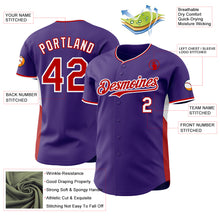 Laden Sie das Bild in den Galerie-Viewer, Custom Purple Red-White Classic Color Block Side Panel Stripe Authentic Baseball Jersey
