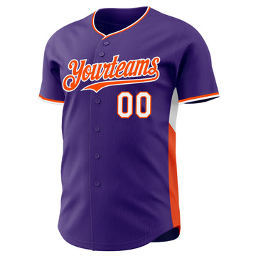 Custom Purple Orange-White Classic Color Block Side Panel Stripe Authentic Baseball Jersey