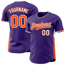 Загрузить изображение в средство просмотра галереи, Custom Purple Orange-White Classic Color Block Side Panel Stripe Authentic Baseball Jersey
