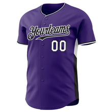 Загрузить изображение в средство просмотра галереи, Custom Purple Black-White Classic Color Block Side Panel Stripe Authentic Baseball Jersey
