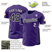 Загрузить изображение в средство просмотра галереи, Custom Purple Black-White Classic Color Block Side Panel Stripe Authentic Baseball Jersey
