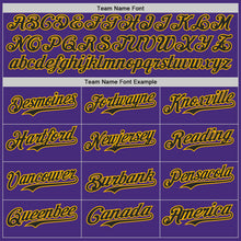 Charger l'image dans la galerie, Custom Purple Black-Gold Classic Color Block Side Panel Stripe Authentic Baseball Jersey
