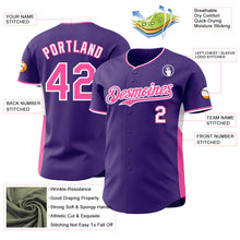 Загрузить изображение в средство просмотра галереи, Custom Purple Pink-White Classic Color Block Side Panel Stripe Authentic Baseball Jersey

