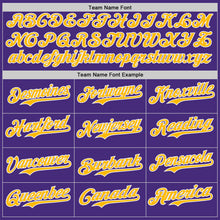 Charger l'image dans la galerie, Custom Purple Gold-White Classic Color Block Side Panel Stripe Authentic Baseball Jersey
