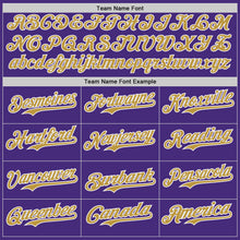 Charger l'image dans la galerie, Custom Purple Old Gold-White Classic Color Block Side Panel Stripe Authentic Baseball Jersey

