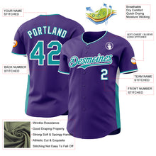 Загрузить изображение в средство просмотра галереи, Custom Purple Teal-White Classic Color Block Side Panel Stripe Authentic Baseball Jersey
