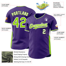 Загрузить изображение в средство просмотра галереи, Custom Purple Neon Green-White Classic Color Block Side Panel Stripe Authentic Baseball Jersey
