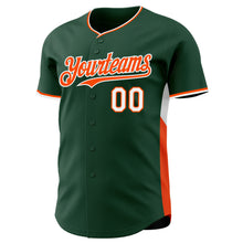 Laden Sie das Bild in den Galerie-Viewer, Custom Green Orange-White Classic Color Block Side Panel Stripe Authentic Baseball Jersey
