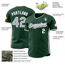 Laden Sie das Bild in den Galerie-Viewer, Custom Green Gray-White Classic Color Block Side Panel Stripe Authentic Baseball Jersey
