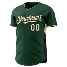 Laden Sie das Bild in den Galerie-Viewer, Custom Green Cream-Black Classic Color Block Side Panel Stripe Authentic Baseball Jersey
