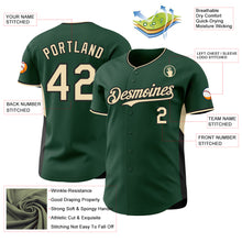 Laden Sie das Bild in den Galerie-Viewer, Custom Green Cream-Black Classic Color Block Side Panel Stripe Authentic Baseball Jersey
