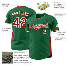 Laden Sie das Bild in den Galerie-Viewer, Custom Kelly Green Red-White Classic Color Block Side Panel Stripe Authentic Baseball Jersey
